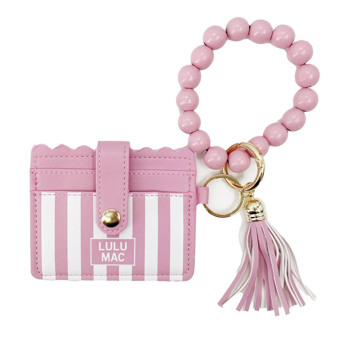 Lulu Mac Wristlet ID Wallet Pink Stripe Darby