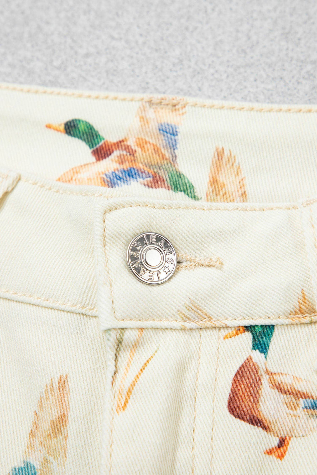 Mallard Printed Cuffed Hem Shift Jeans