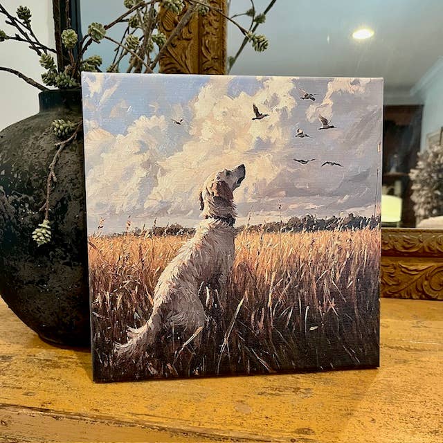 Hunting dog canvas art print, Father's Day gift, bird dog: 10x10