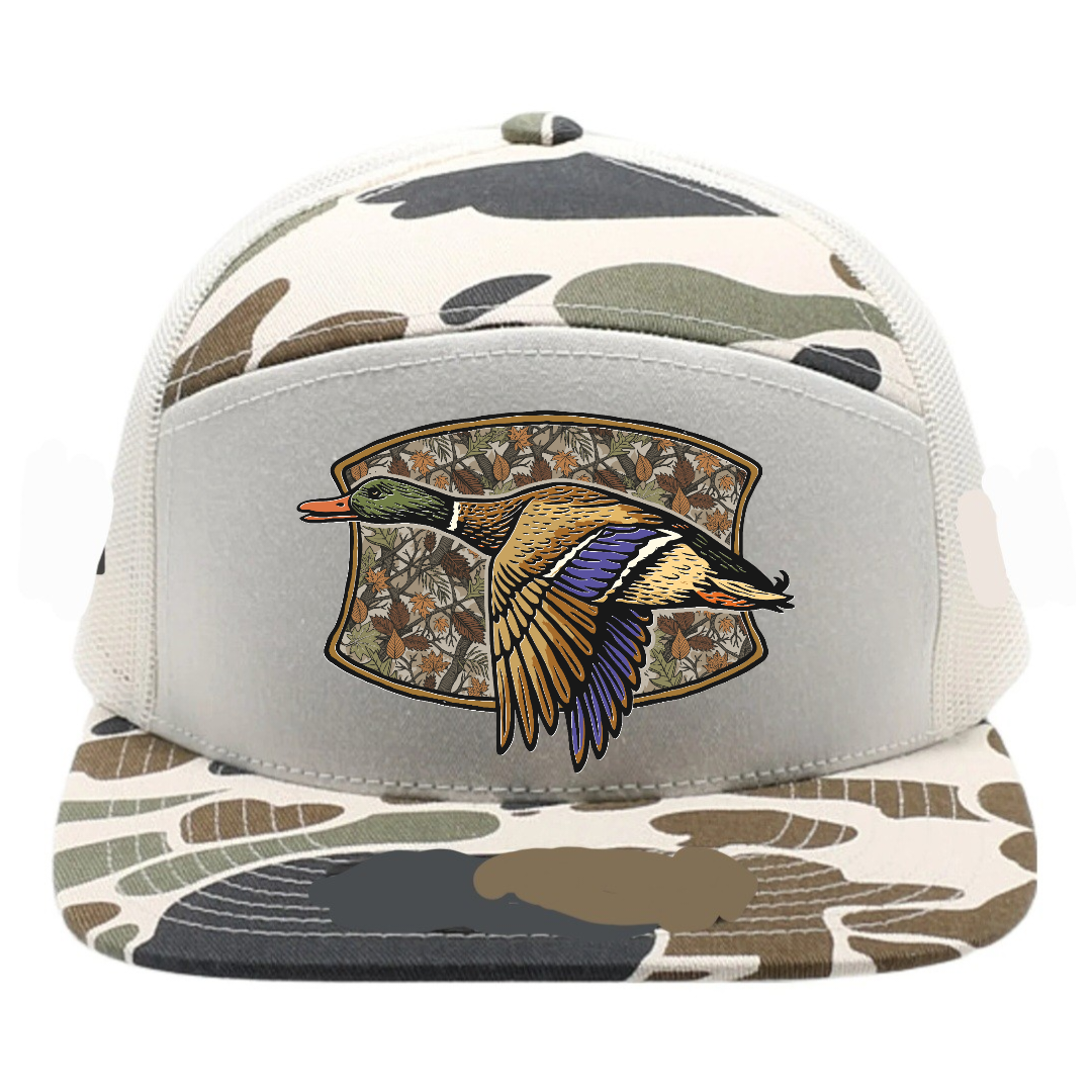 Adult 7 Panel Camo Mallard Duck Snapback Hat