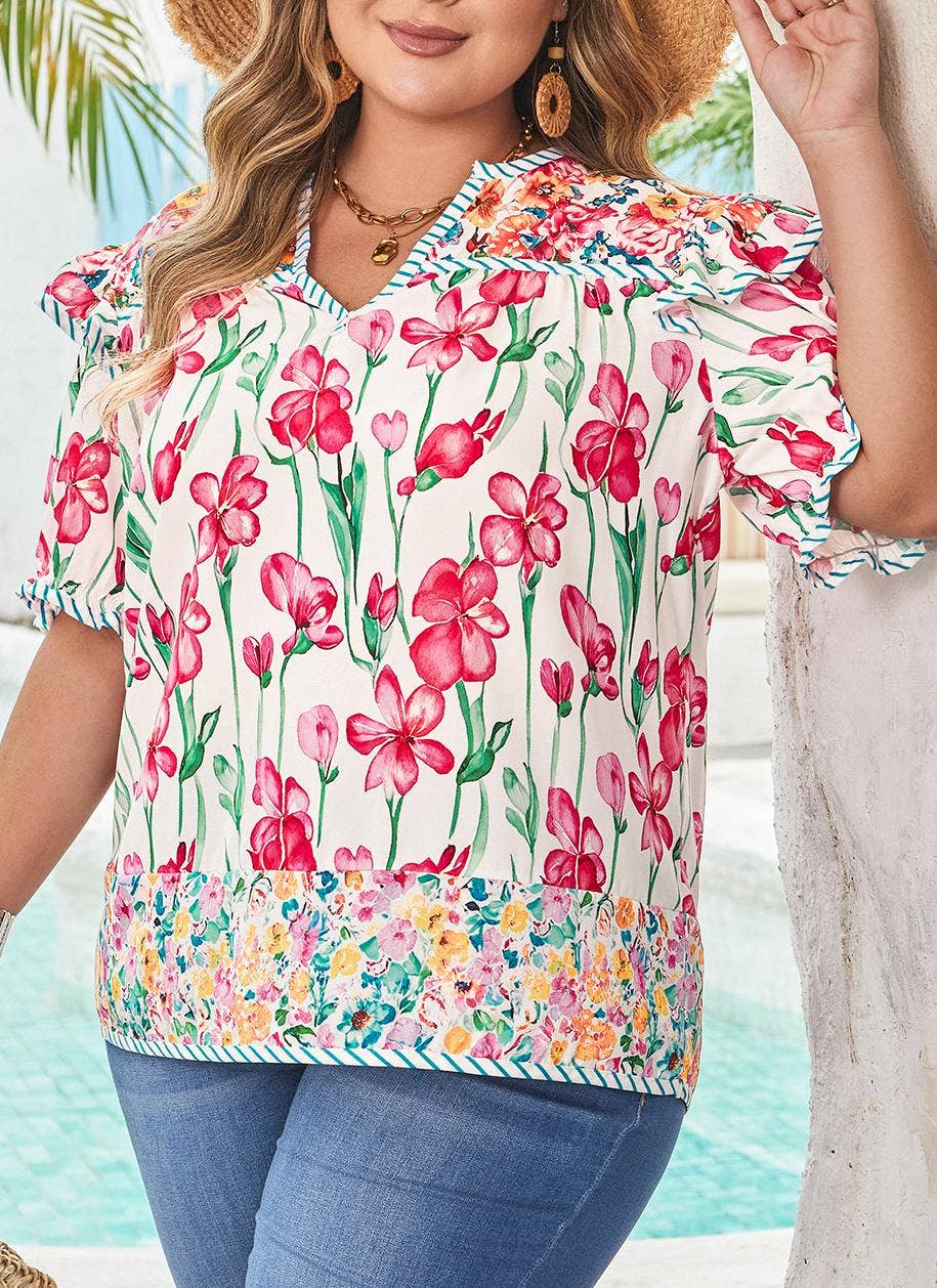 Plus Size Floral Print Blouse