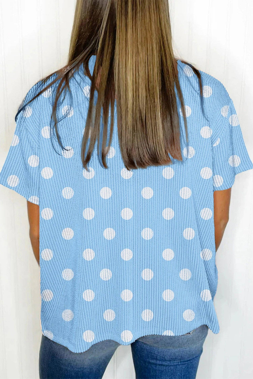 Sky Blue Rib Polka Dot Tee
