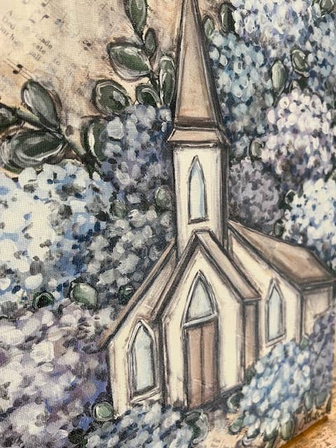 Church Floral Canvas Art