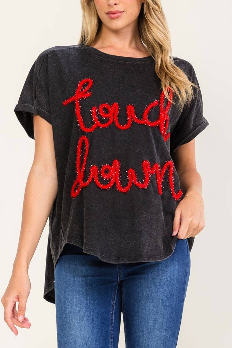 Touchdown Sparkly Washed Top