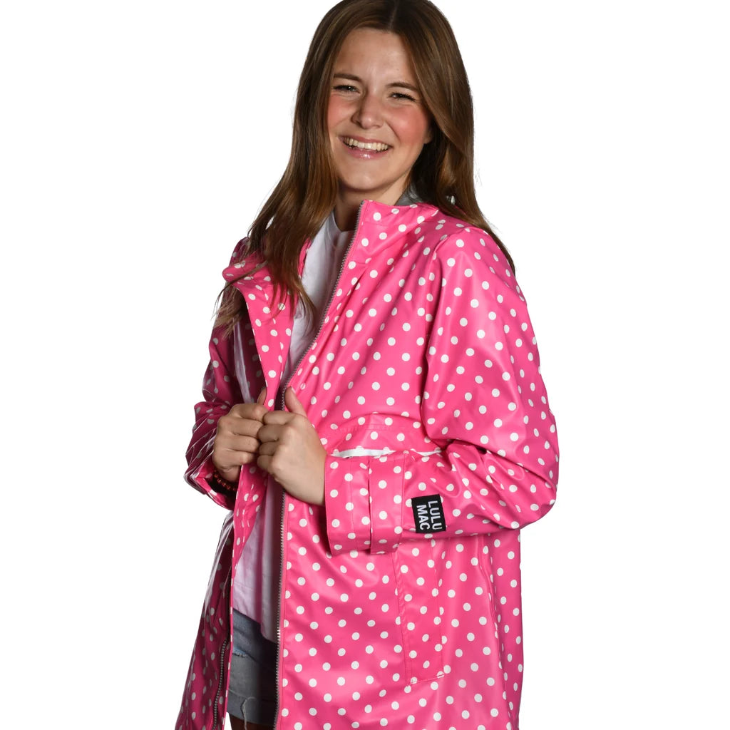 Lulu Mac Raincoat Hot Pink/White