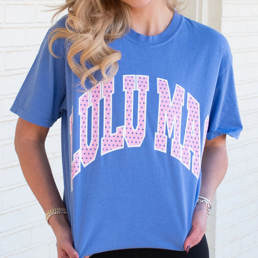 Lulu Mac Blue Pink Poka Dot Tee