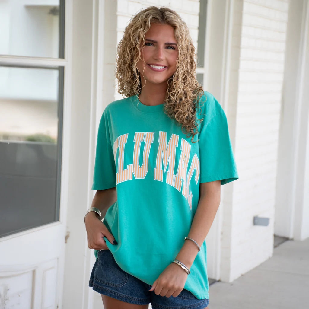 LuLu Mac Stripe Cream Sickle/Island Green Tee