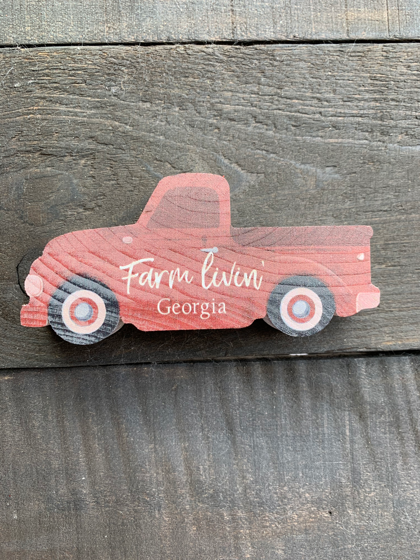 Farm Livin' Red Truck Wood Decor