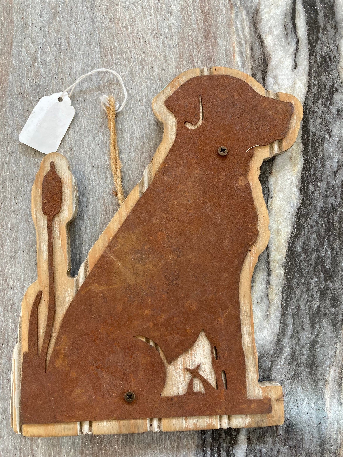 Wooden dog sign