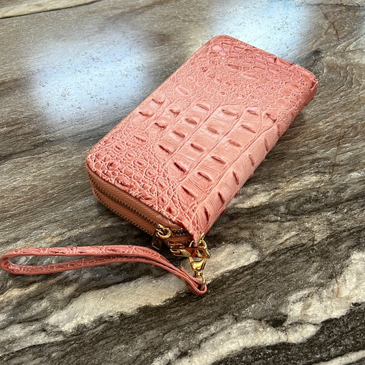 Wallet Double Zip Textured Pink